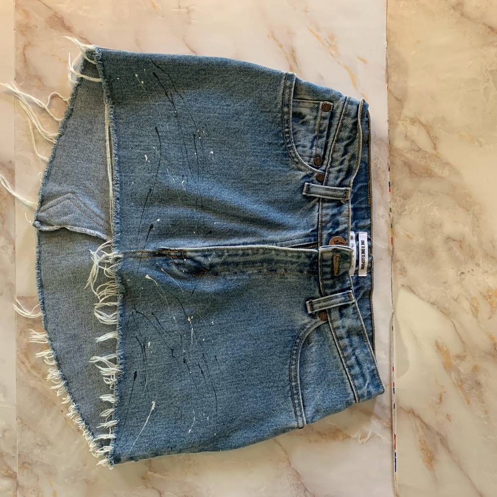 One Teaspoon Blue Distressed Denim Mini Skirt